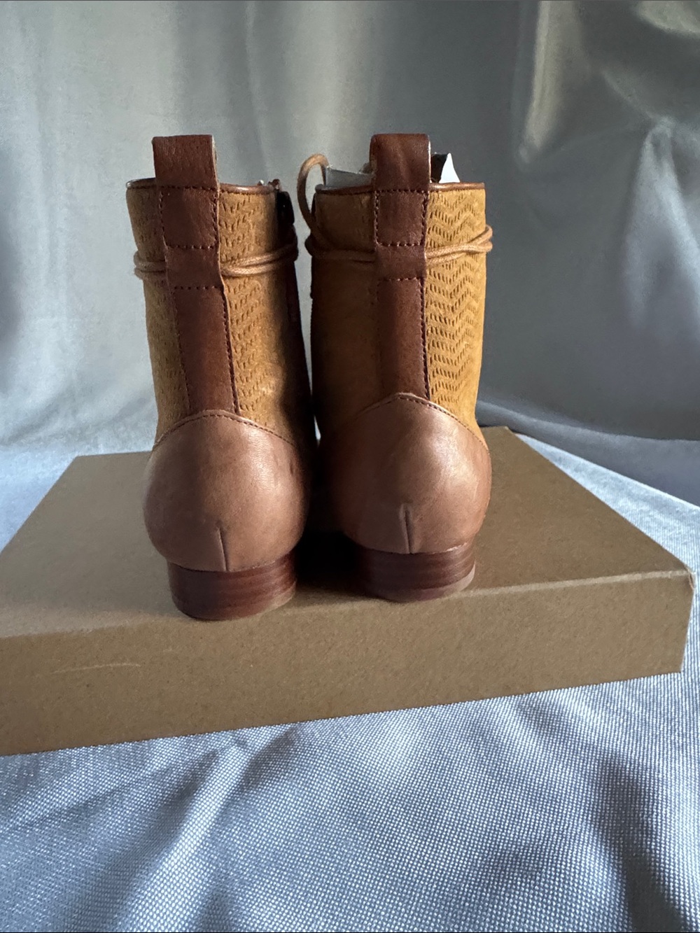 Kelsi Dagger Sedon Two-Tone Tan Lace-Up High-Top Boots - Picture 3 of 4
